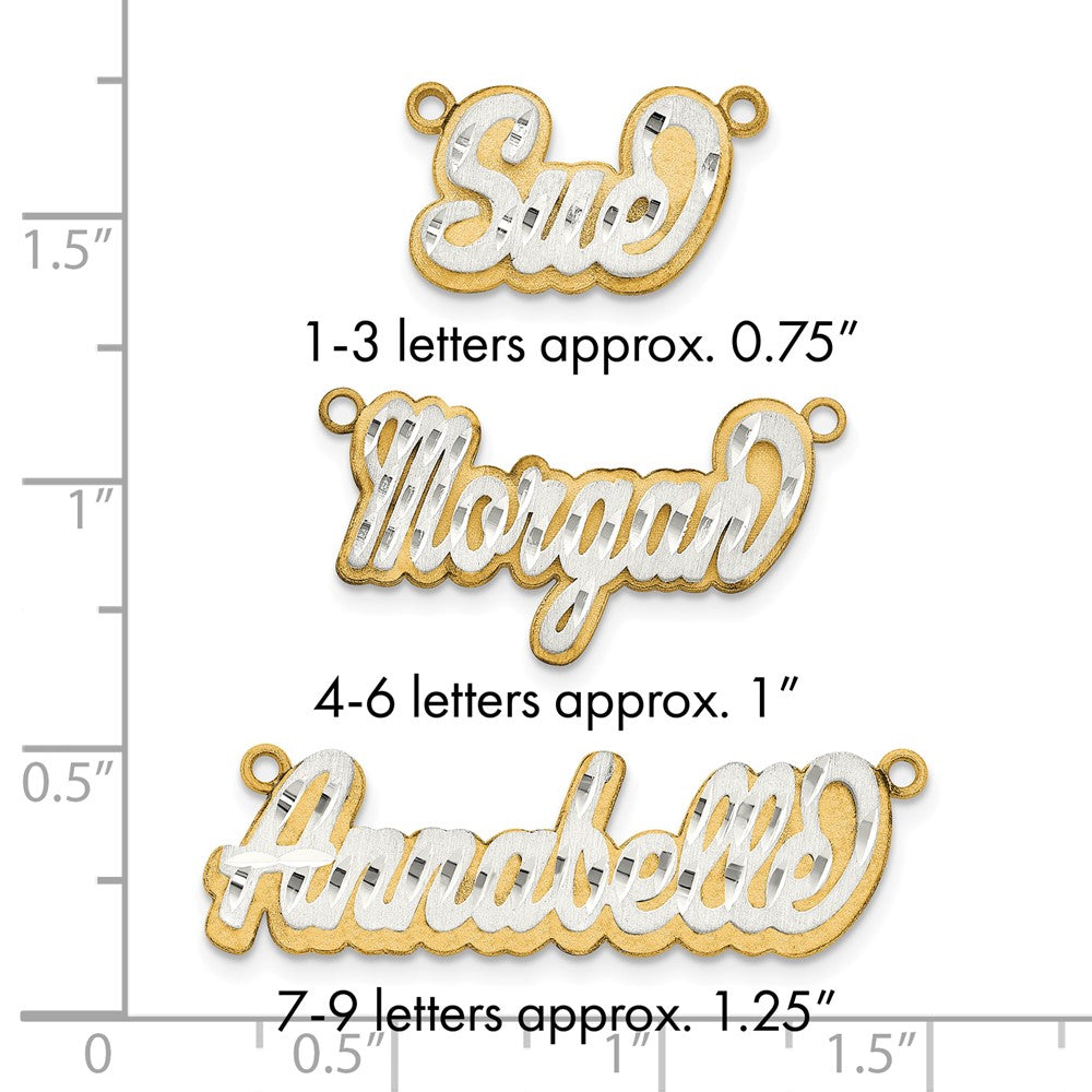 14k 3D Two-tone Satin Diamond-cut Name Plate