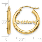 14k Yellow Gold Small Diamond-cut Name Plate Hoop Earrings