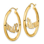 14k Yellow Gold Name Plate Hoop Earrings