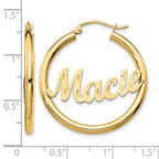 14k Yellow Gold Diamond-cut Name Plate hoop Earrings
