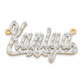 14k Yellow Gold and Rhodium 3D Diamond with Heart Name Plate
