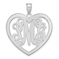 Sterling Silver/Rhodium-plated Large Monogram Heart Pendant
