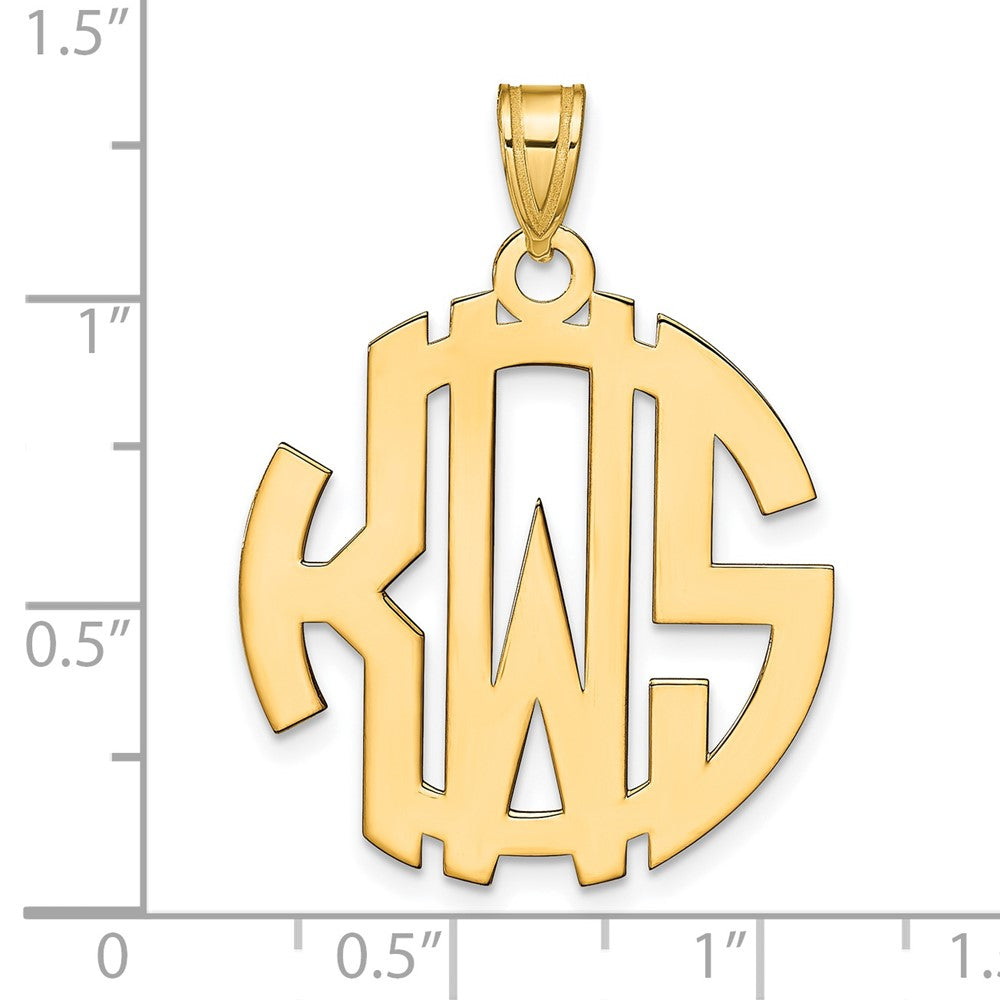 14k Yellow Gold Round Cut-out Monogram Pendant