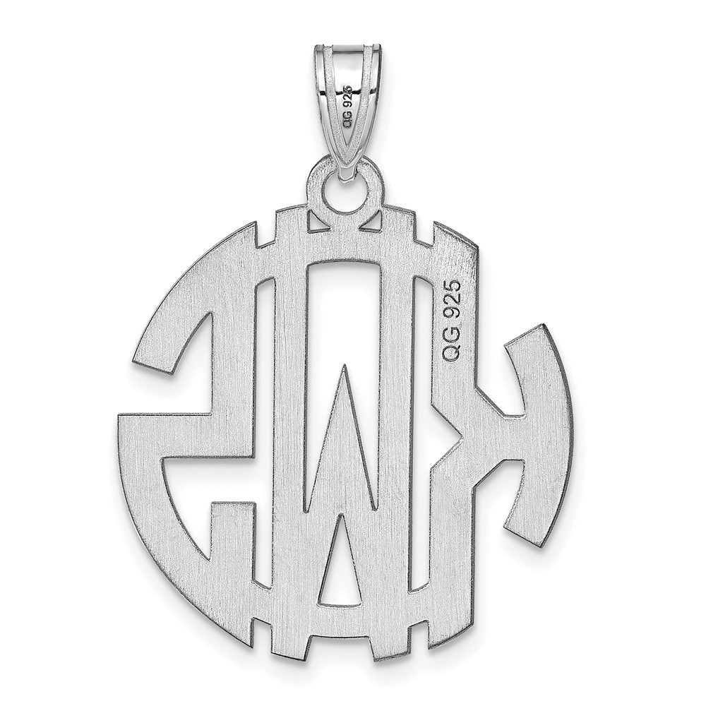10k White Gold Round Cut-out Monogram Pendant