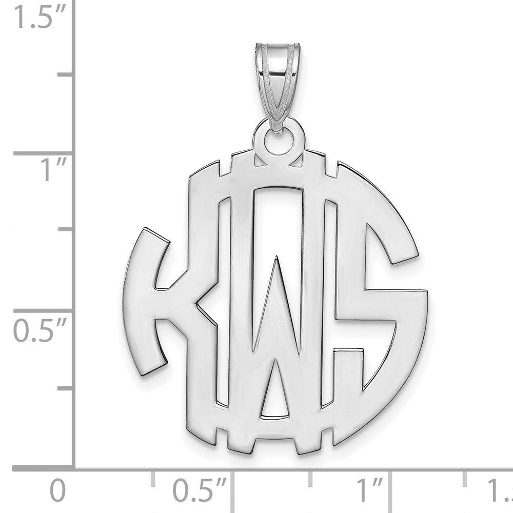 14k White Gold Round Cut-out Monogram Pendant