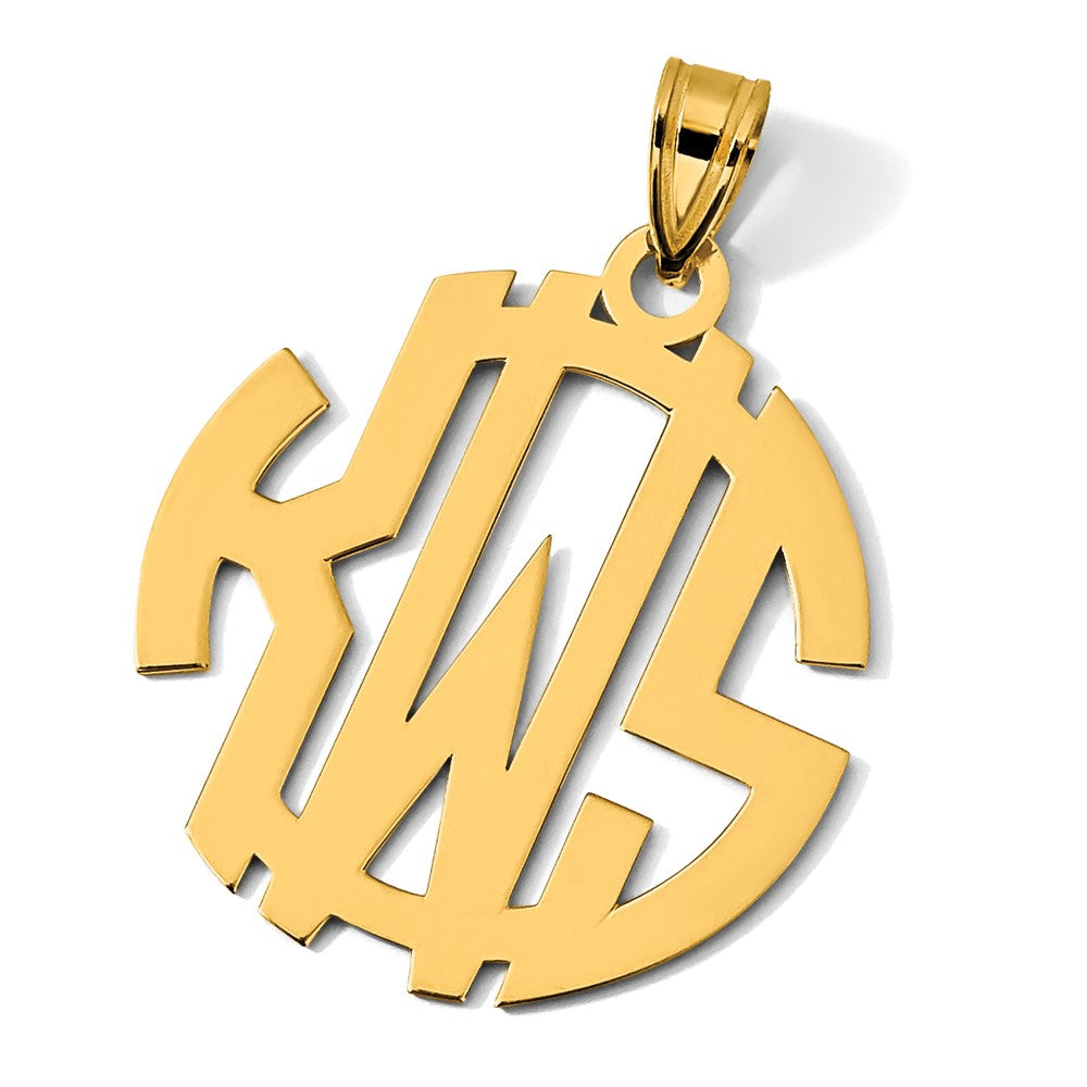 14k Yellow Gold Round Cut-out Monogram Pendant