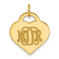 14k Yellow Gold Monogram Heart Charm