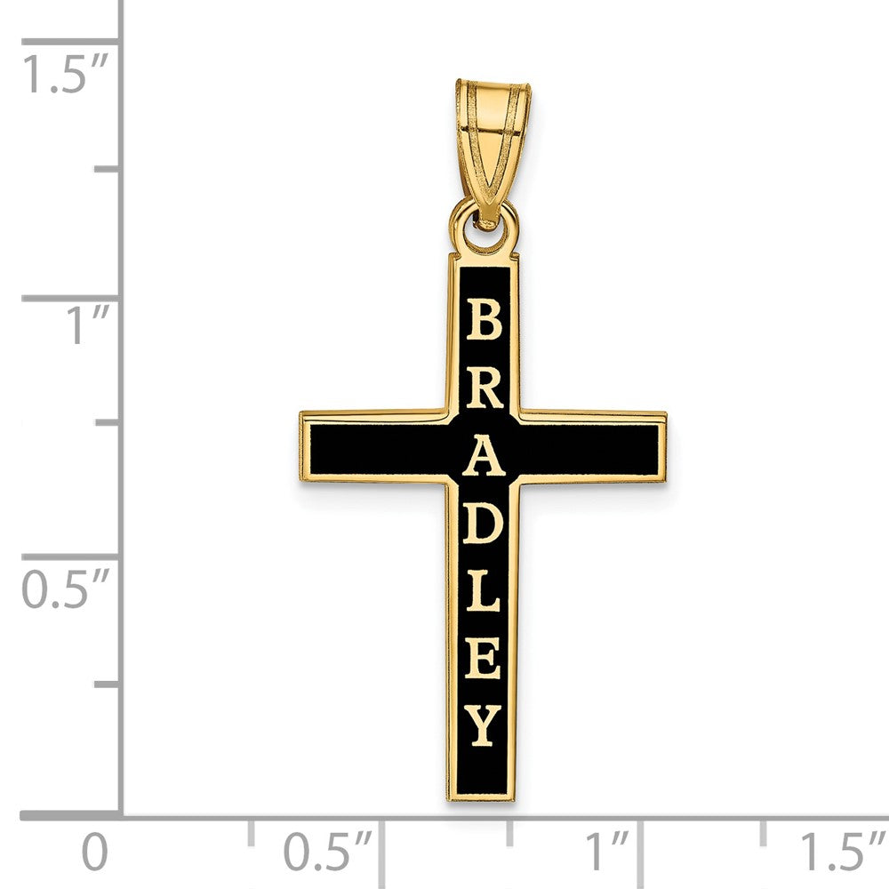 14k Yellow Gold Epoxy Cross with Name Pendant