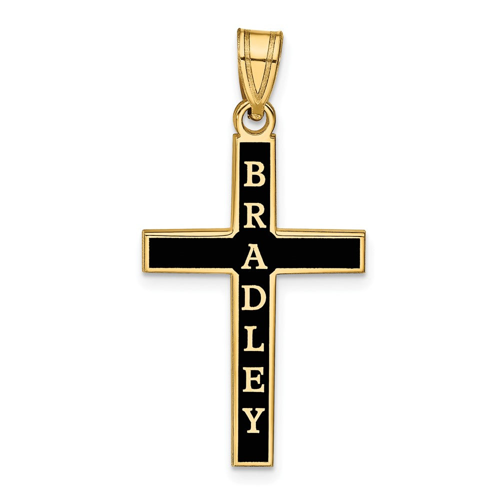 10k Yellow Gold Epoxy Cross with Name Pendant
