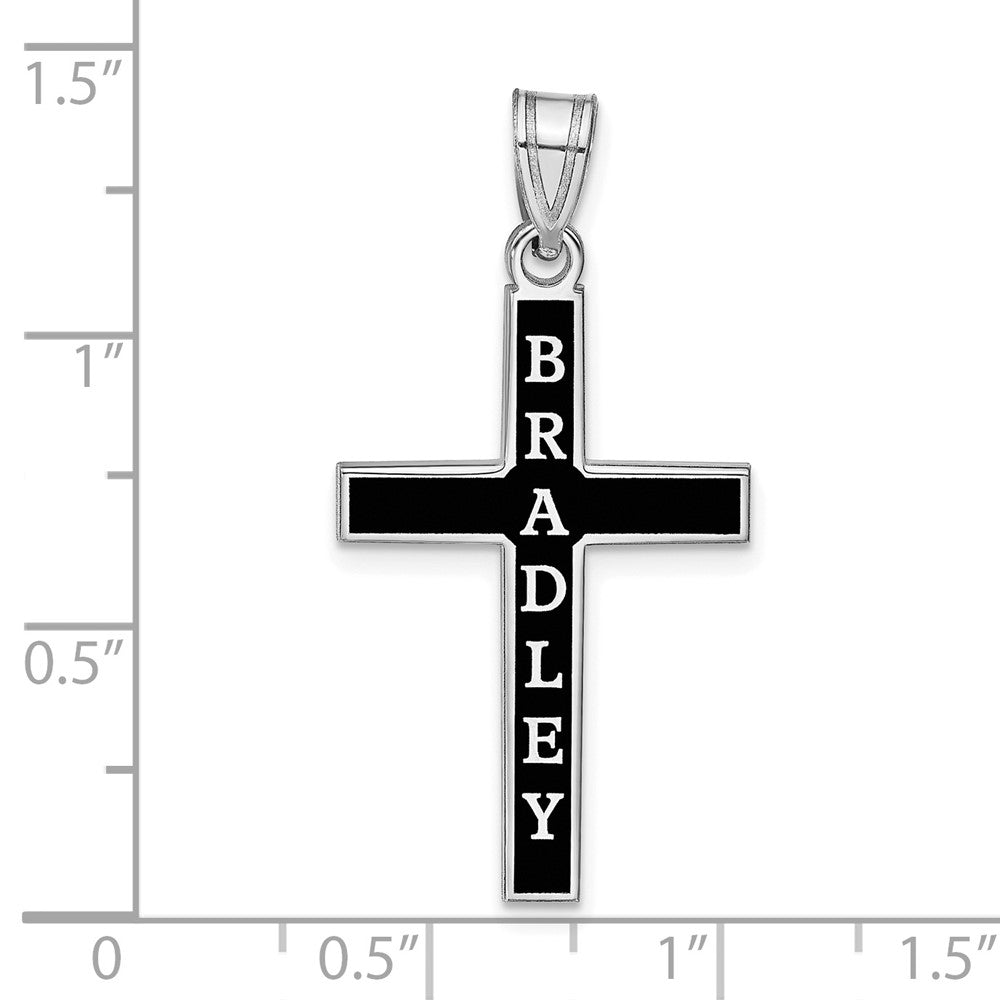14k White Gold Epoxy Cross with Name Pendant