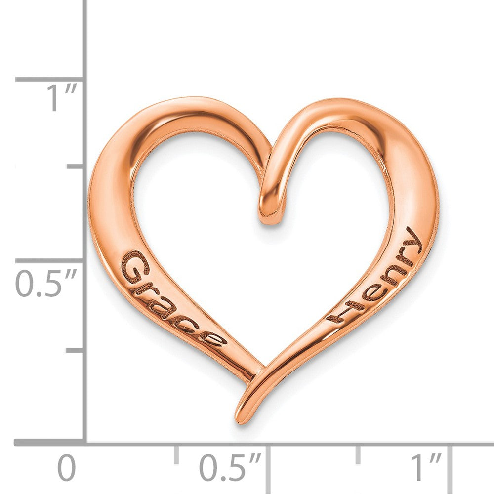 Sterling Silver/Rose-plated Personalized Antique Heart Slide