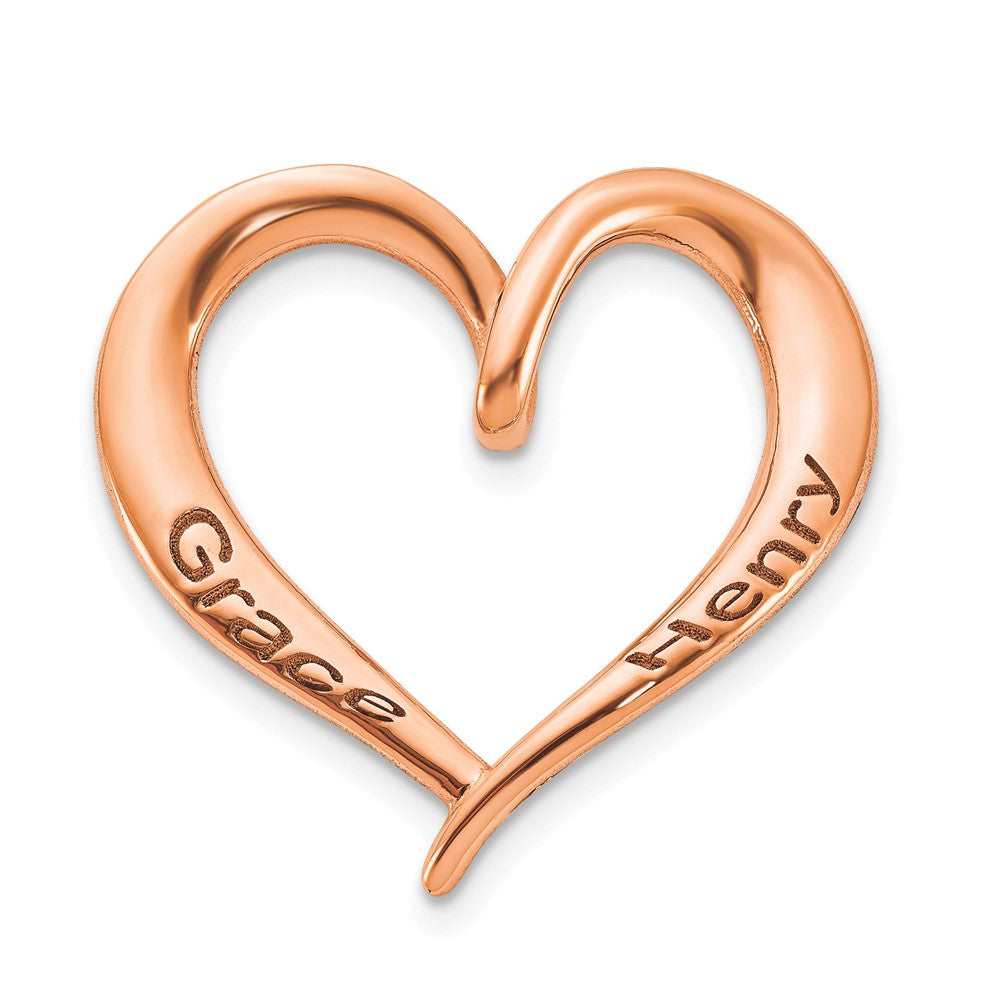 Sterling Silver/Rose-plated Personalized Antique Heart Slide