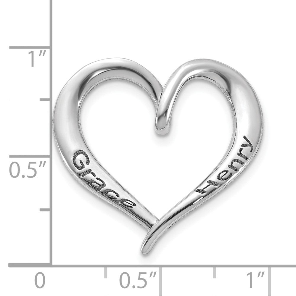 Sterling Silver/Rhodium-plated Personalized Antiqued Heart Slide