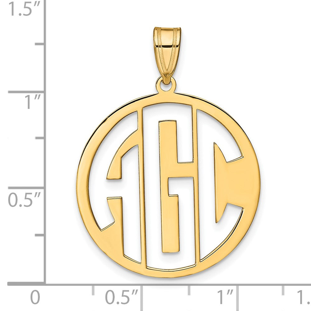 14k Yellow Gold Round Cut-out Monogram Pendant