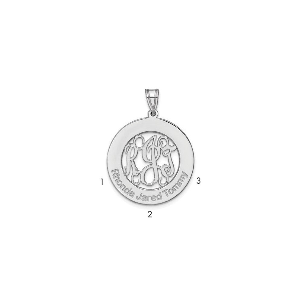 Sterling Silver/Rhodium-plated Round Family Monogram Pendant
