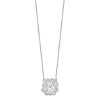 14k White Gold Etched Monogram Necklace