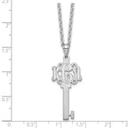Sterling Silver/Rhodium-plated Etched Monogram Key Necklace
