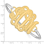 14k Yellow gold Etched Monogram with Sterling Silver Bangle