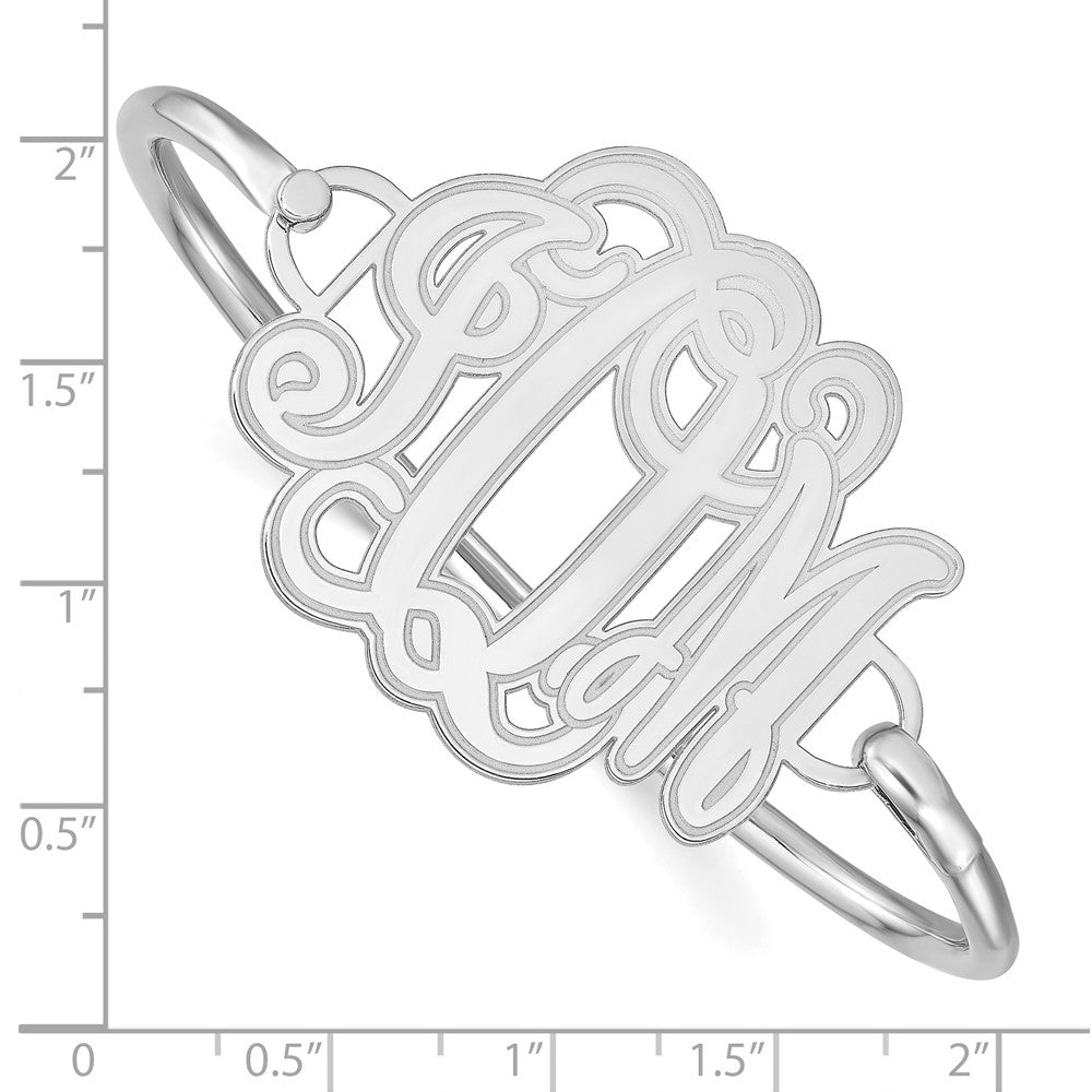 SS/Rhodium-plated Etched Monogram with Sterling Silver Bangle