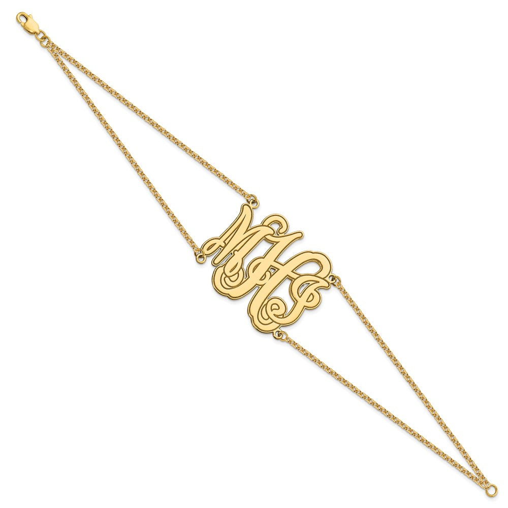SS/Gold-plated Etched Outline Monogram Double Chain Bracelet