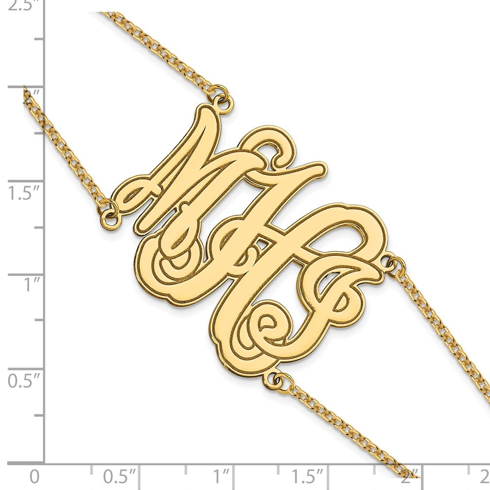 SS/Gold-plated Etched Outline Monogram Double Chain Bracelet