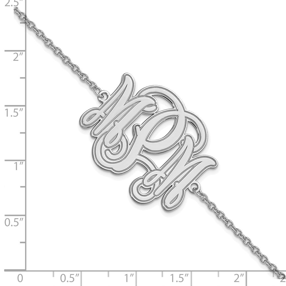 Sterling Silver/Rhodium-plated Etched Monogram Bracelet