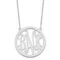 10k White Gold Large Round Monogram Necklace