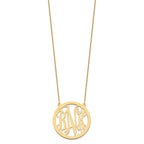 14k Yellow Gold Large Round Monogram Necklace