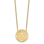Sterling Silver/Gold-plated Etched Round Monogram Necklace
