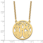 Sterling Silver/Gold-plated Etched Round Monogram Necklace