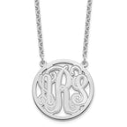 Sterling Silver/Rhodium-plated Etched Round Monogram Necklace