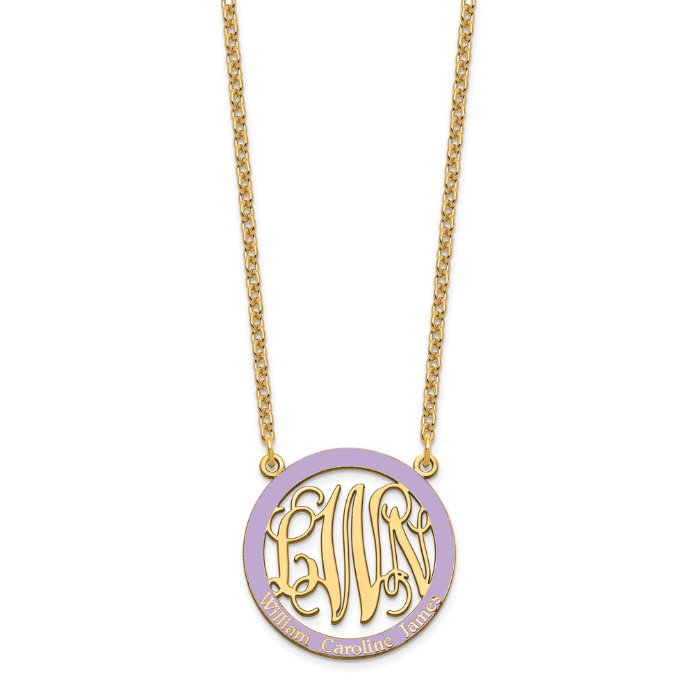 SSilver/Gold-plated Small  Family Monogram w/Epoxy Necklace