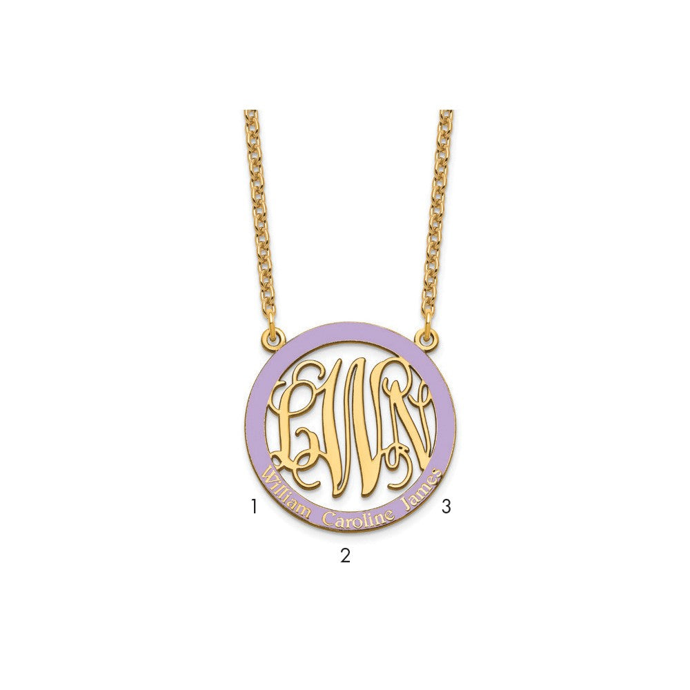 SSilver/Gold-plated Small  Family Monogram w/Epoxy Necklace
