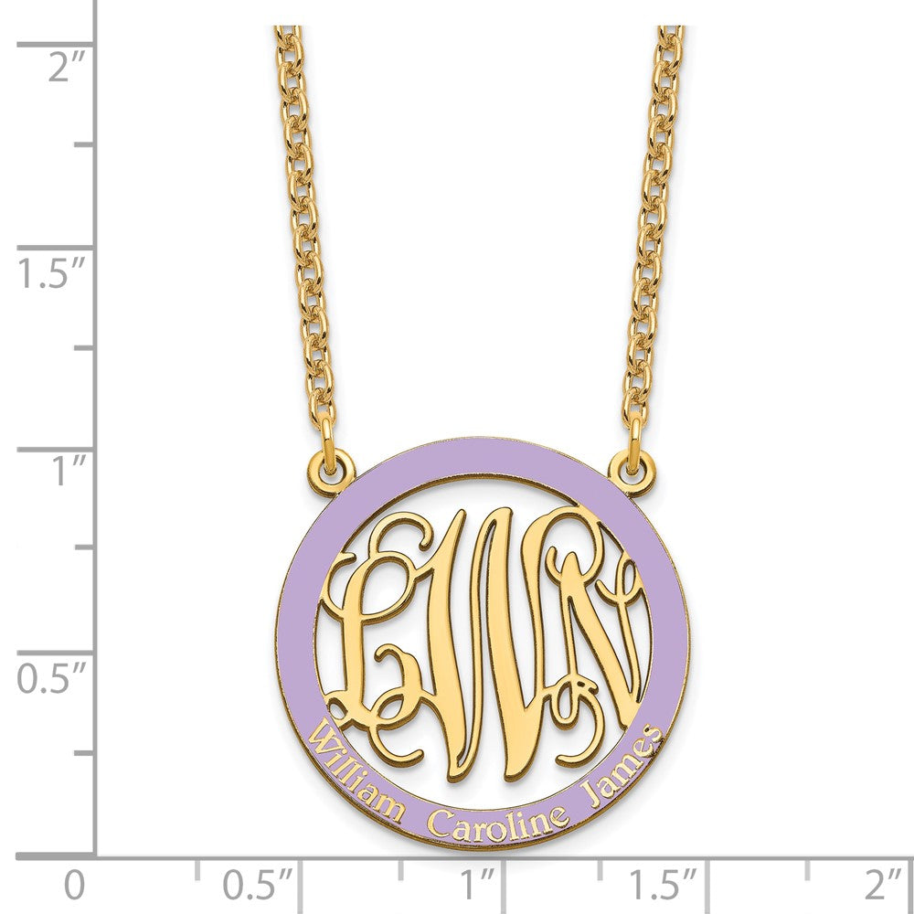 SSilver/Gold-plated Small  Family Monogram w/Epoxy Necklace