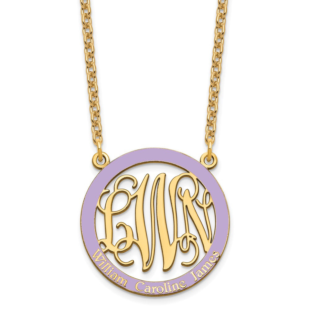 SSilver/Gold-plated Small  Family Monogram w/Epoxy Necklace