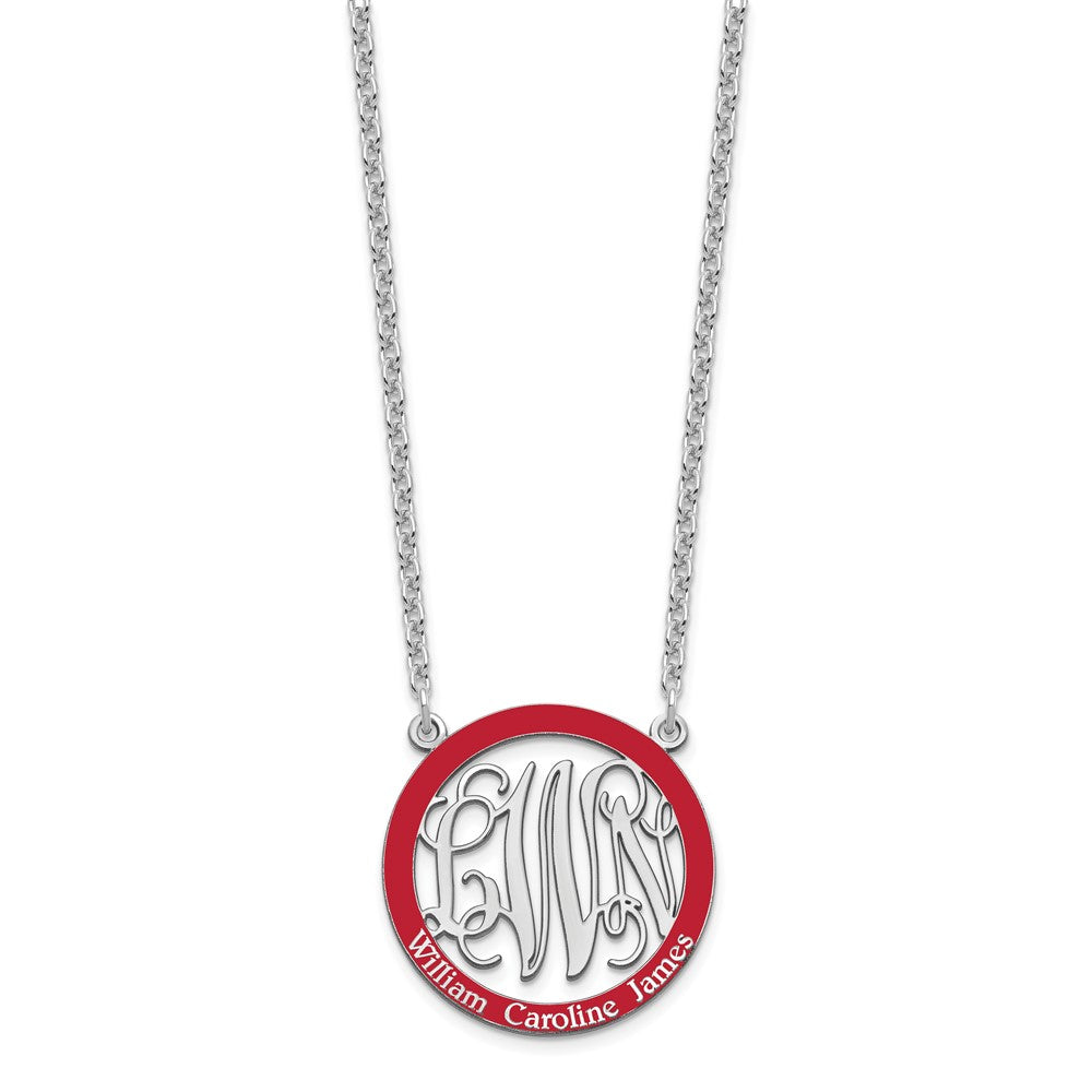 SSilver/Rhodium-plated Small  Family Monogram w/Epoxy Necklace