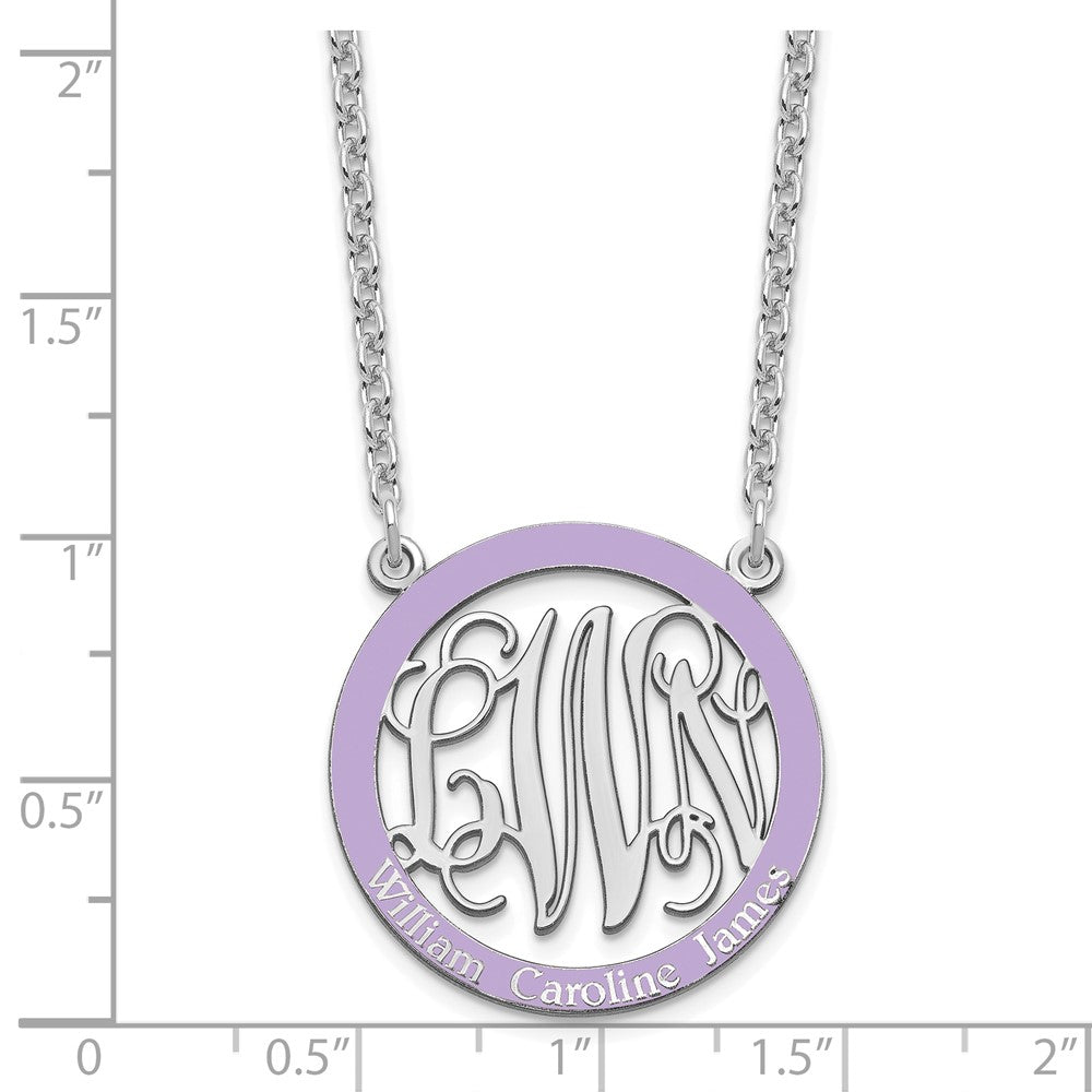 SSilver/Rhodium-plated Small  Family Monogram w/Epoxy Necklace