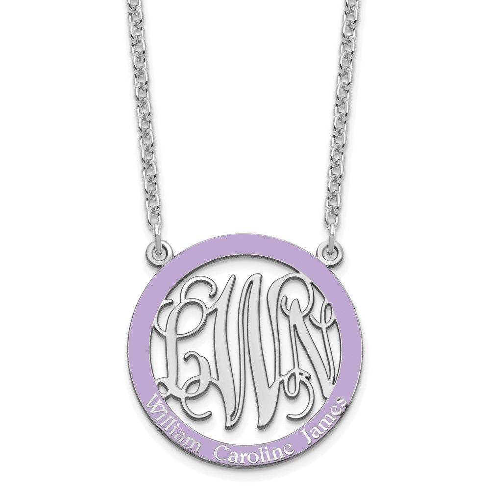 SSilver/Rhodium-plated Small  Family Monogram w/Epoxy Necklace