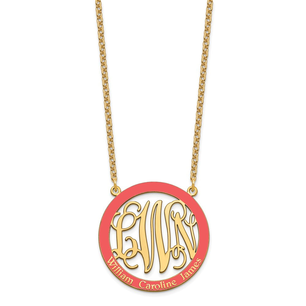SSilver/Gold-plated Large  Family Monogram w/Epoxy Necklace
