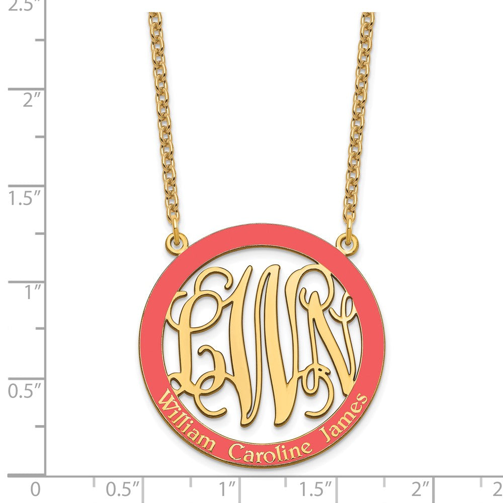 SSilver/Gold-plated Large  Family Monogram w/Epoxy Necklace