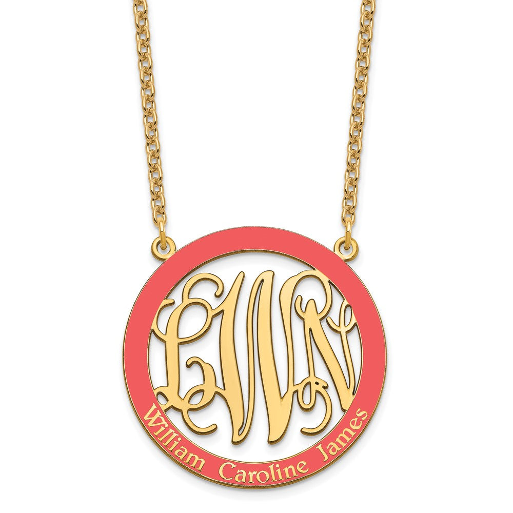 SSilver/Gold-plated Large  Family Monogram w/Epoxy Necklace