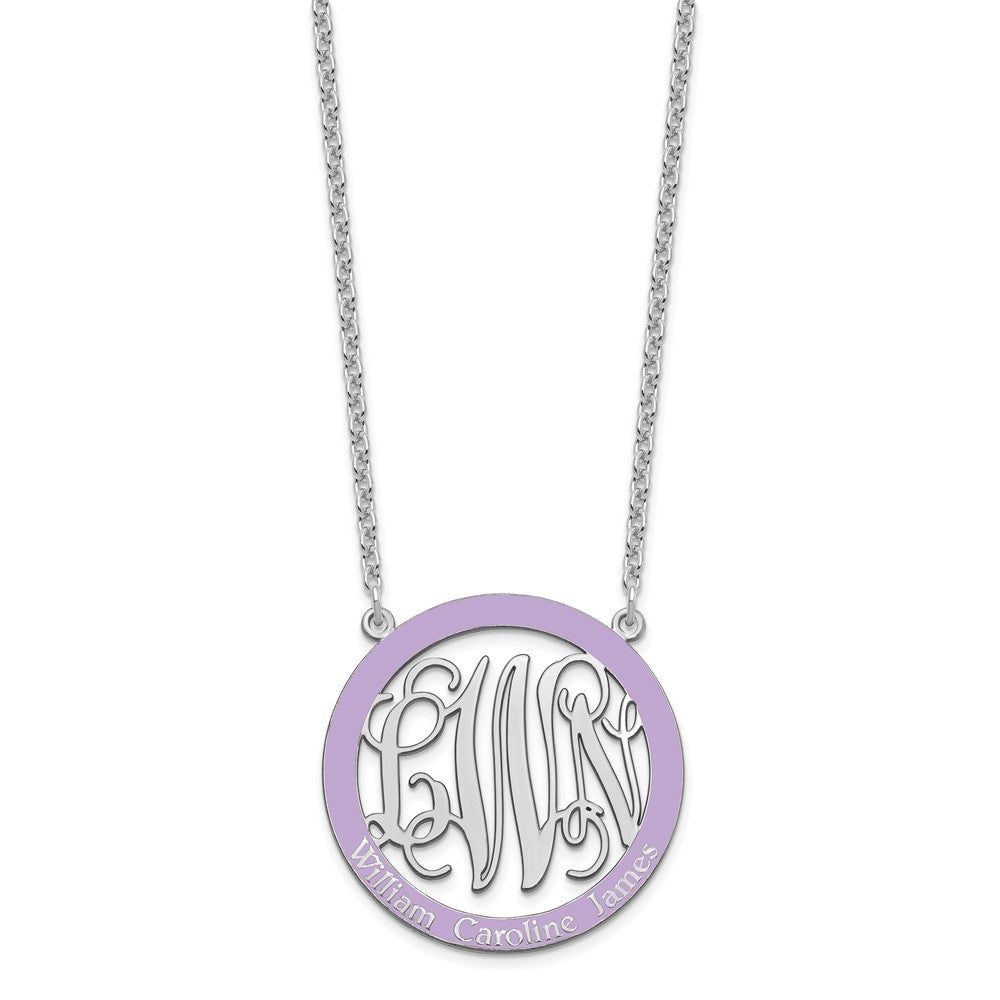 SSilver/Rhodium-plated Large  Family Monogram w/Epoxy Necklace