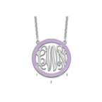 SSilver/Rhodium-plated Large  Family Monogram w/Epoxy Necklace