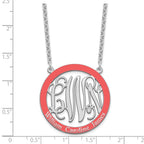 SSilver/Rhodium-plated Large  Family Monogram w/Epoxy Necklace