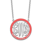 SSilver/Rhodium-plated Large  Family Monogram w/Epoxy Necklace
