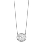 Sterling Silver/Rhodium-plated Etched Oval Monogram Necklace