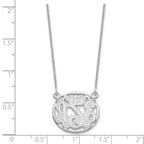 14k White Gold Etched Oval Monogram Necklace