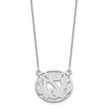 14k White Gold Etched Oval Monogram Necklace