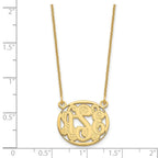 14k Yellow Gold Etched Oval Monogram Necklace