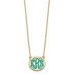 Sterling Silver/Gold-plated Small Round Epoxy Monogram Necklace